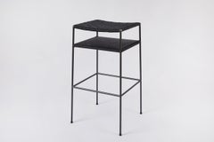 Tabouret de bar en corde danoise tressée noir