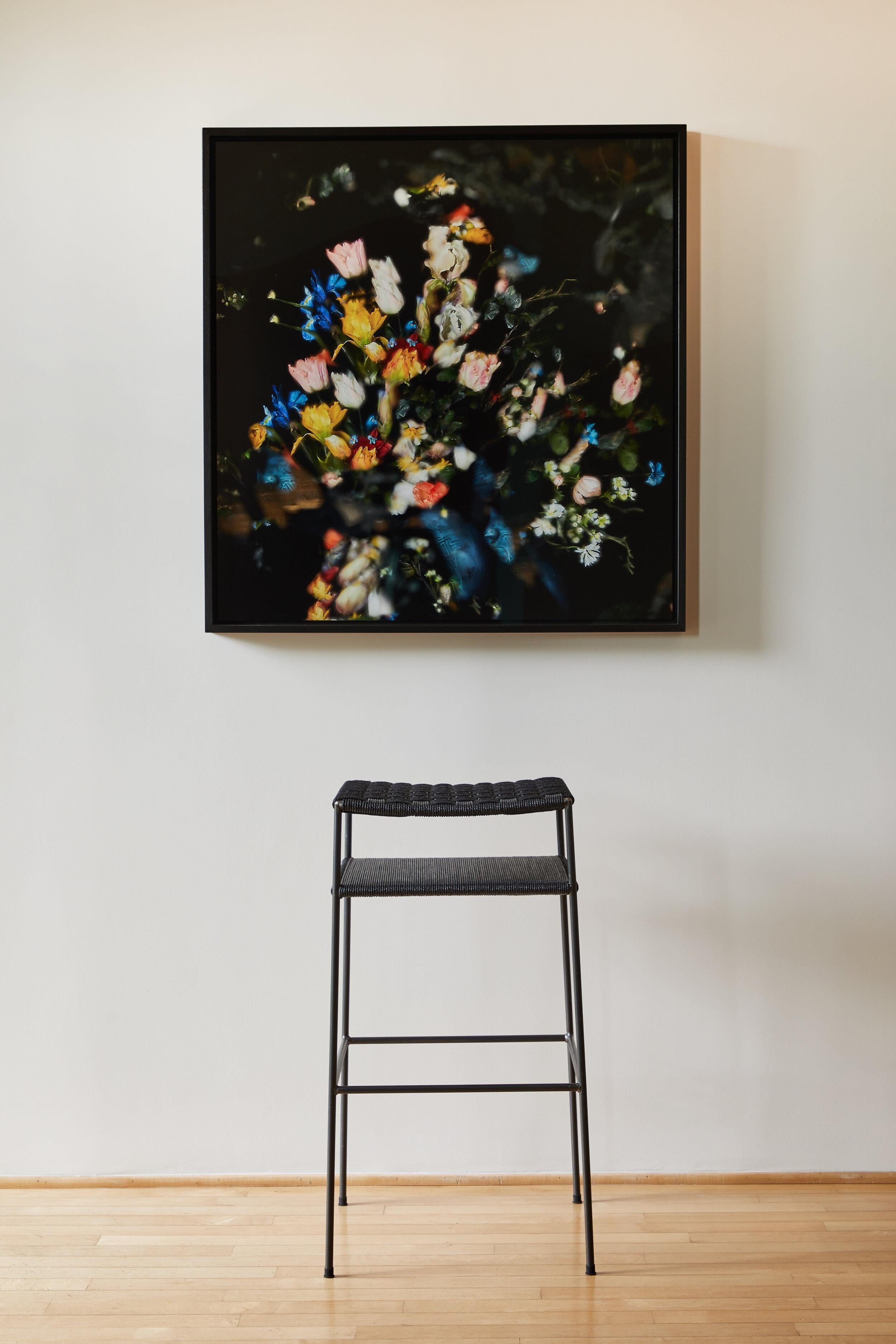 Contemporary Grid Weave Black Danish Cord Bar Stool For Sale
