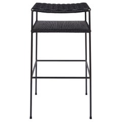 Tabouret de bar en corde danoise tressée noir
