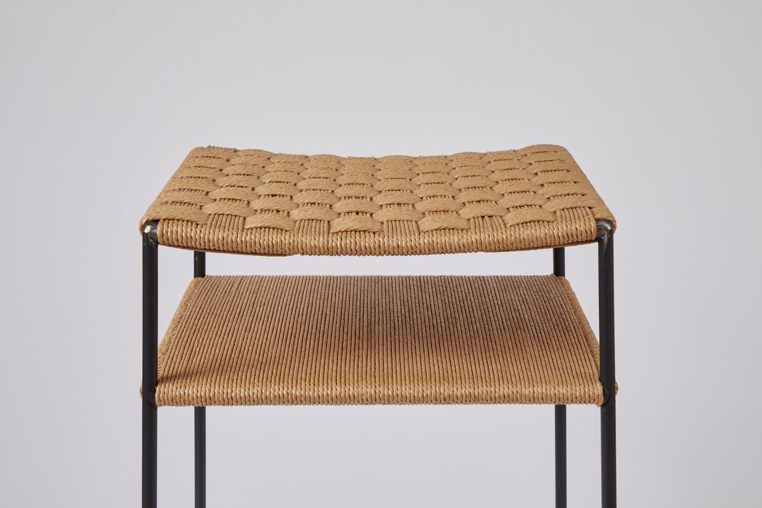 Modern Grid Weave Danish Cord Bar Stool For Sale