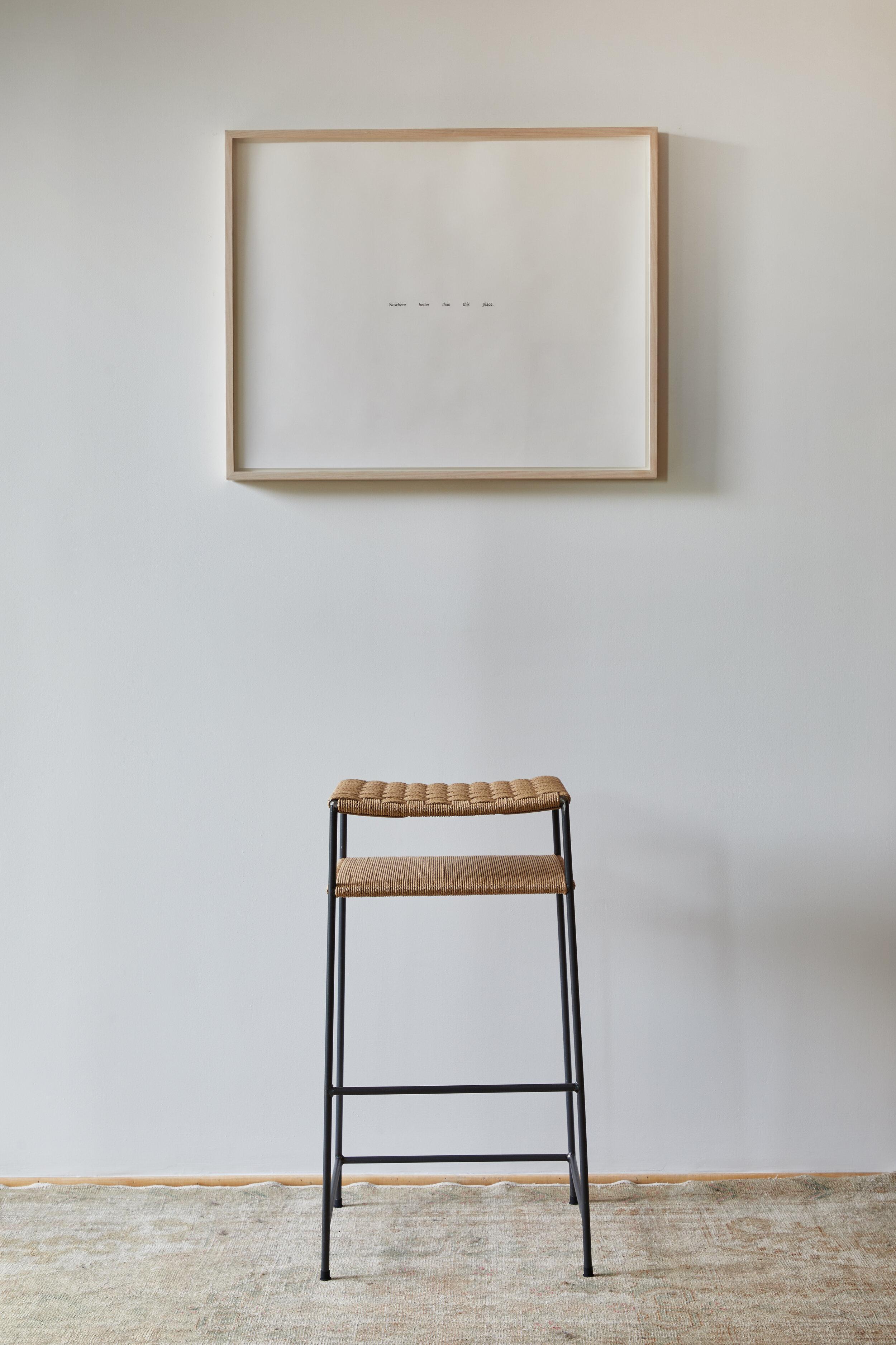 Plated Grid Weave Danish Cord Bar Stool For Sale