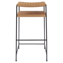 Tabouret de bar danois en cordon tissé à grille