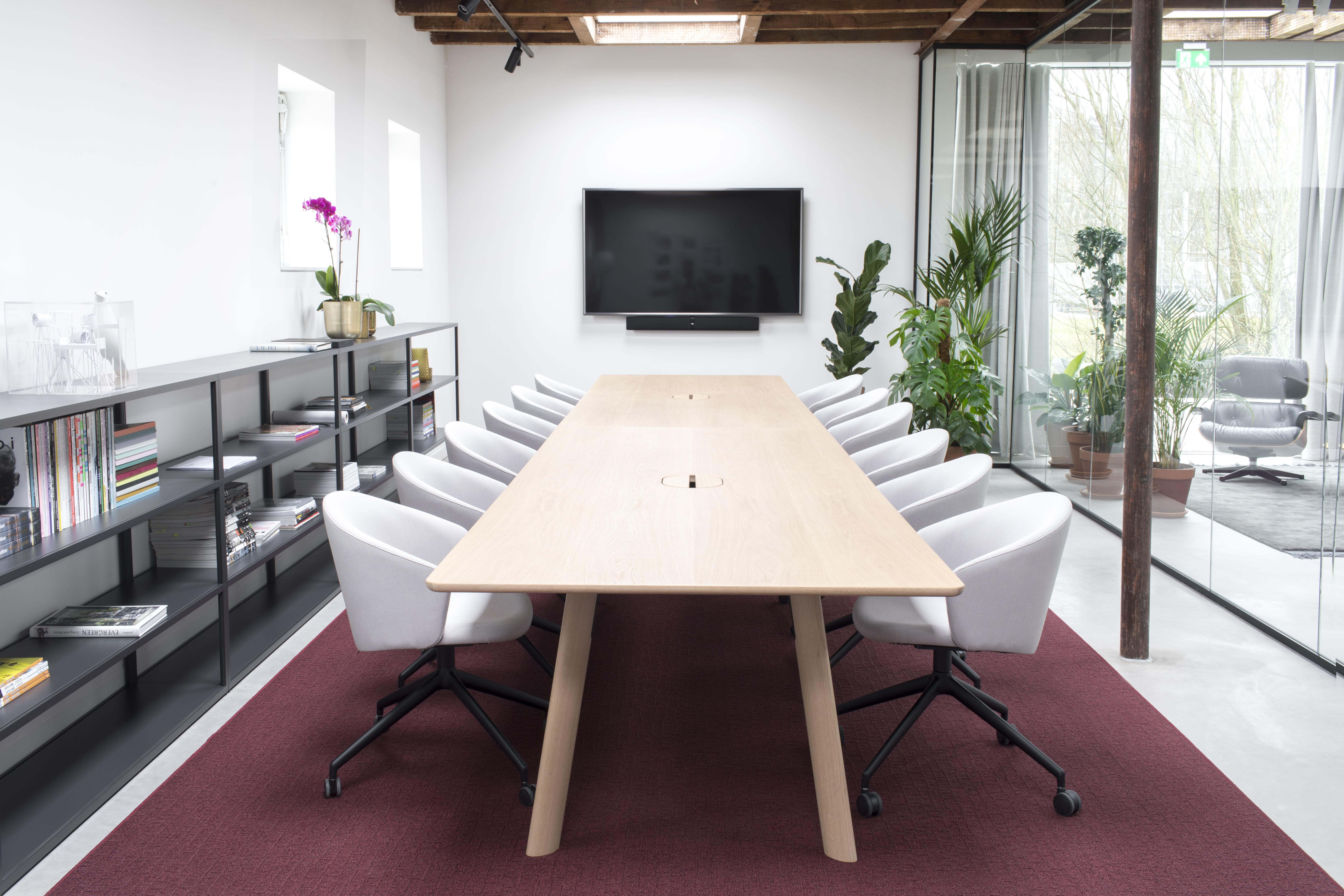 Grid Work Solid Oak Round Table Designed by Jonathan Prestwich For Sale 2