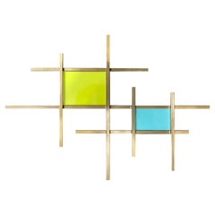 "Gridded AP" Original Glass and Metal Wall Sculpture