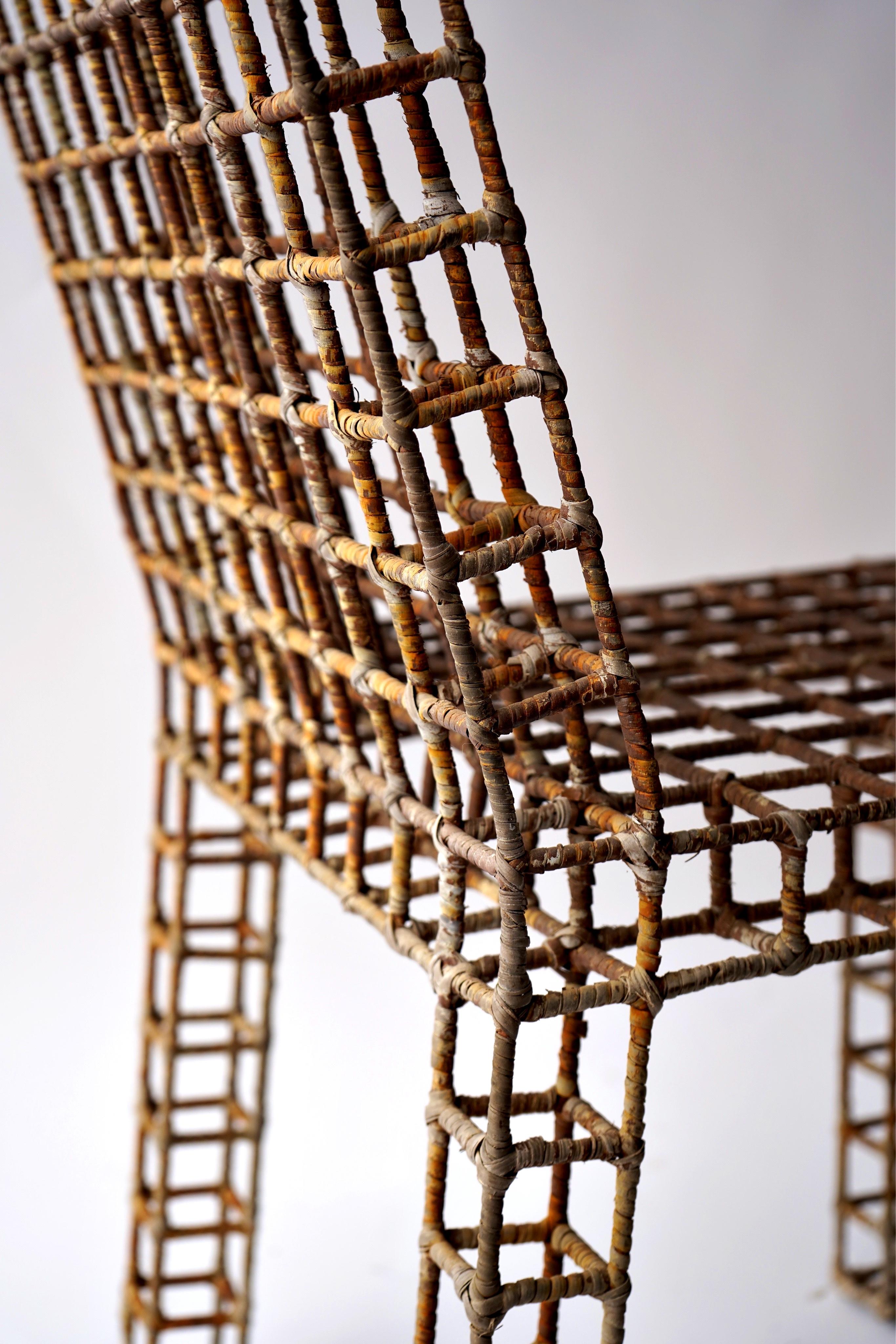 Sedia in metallo e rattan con griglia (6 disponibili) In condizioni buone in vendita a Las Vegas, NV