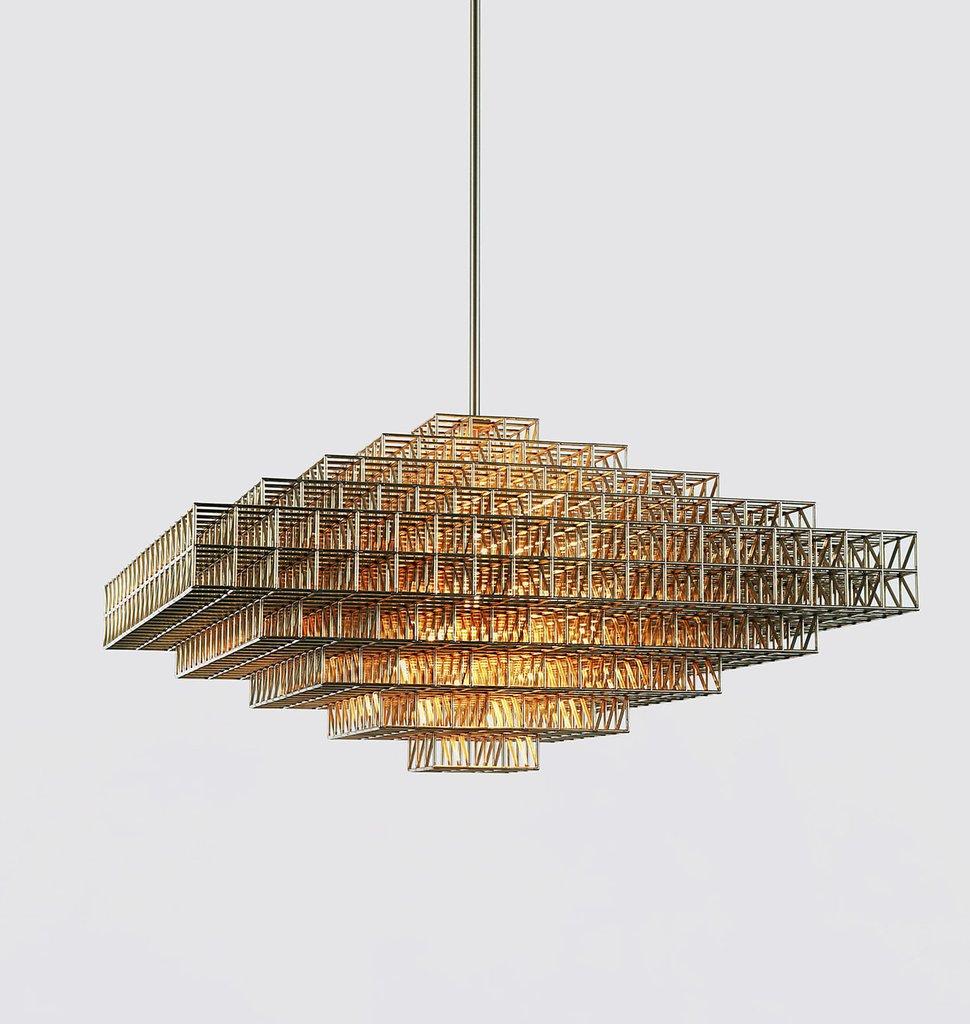 Raw and unpretentious, Gridlock is a series of lamps in the style of the Brutalist movement. Gridlock feels industrial in its straightforward, platonic forms and the repetitive efficiency of the grid; however, it is assembled entirely by hand from