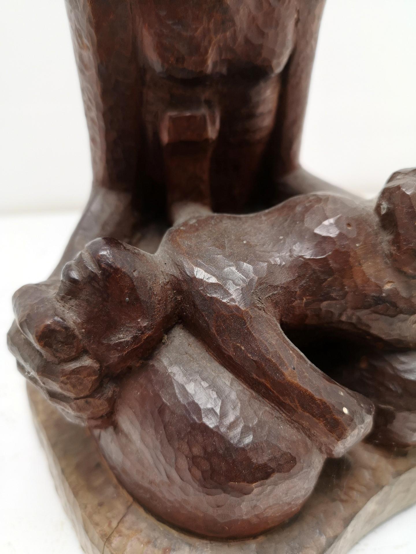 Grief, Hand Carved Wooden Sculpture by Artist Feldman, 1970s For Sale 4