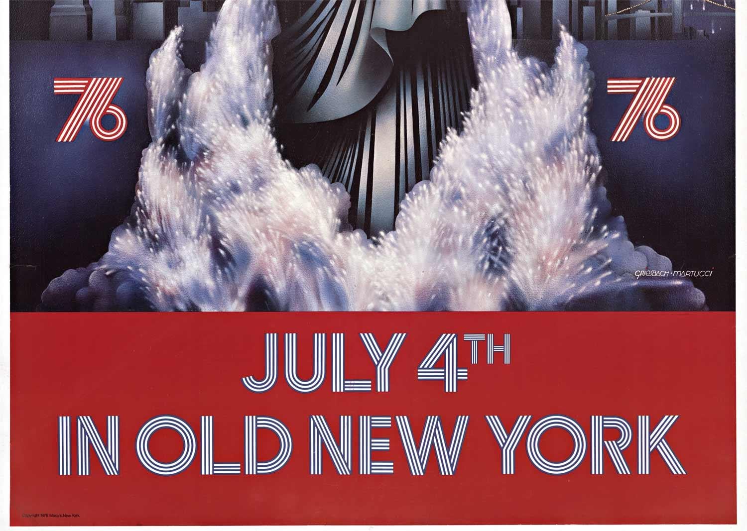 Original-Poster „„Juli 4th in Old New York“ aus der Zweihundertjahrfeier  1976 (Amerikanische Moderne), Print, von Griesbach & Martucci 