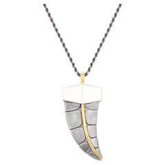 Griffe Pendant in 18k Yellow Gold & Distressed Silver by Elie Top