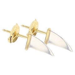 Griffe Studs in 18K Yellow Gold and Patinated Silver by Elie Top