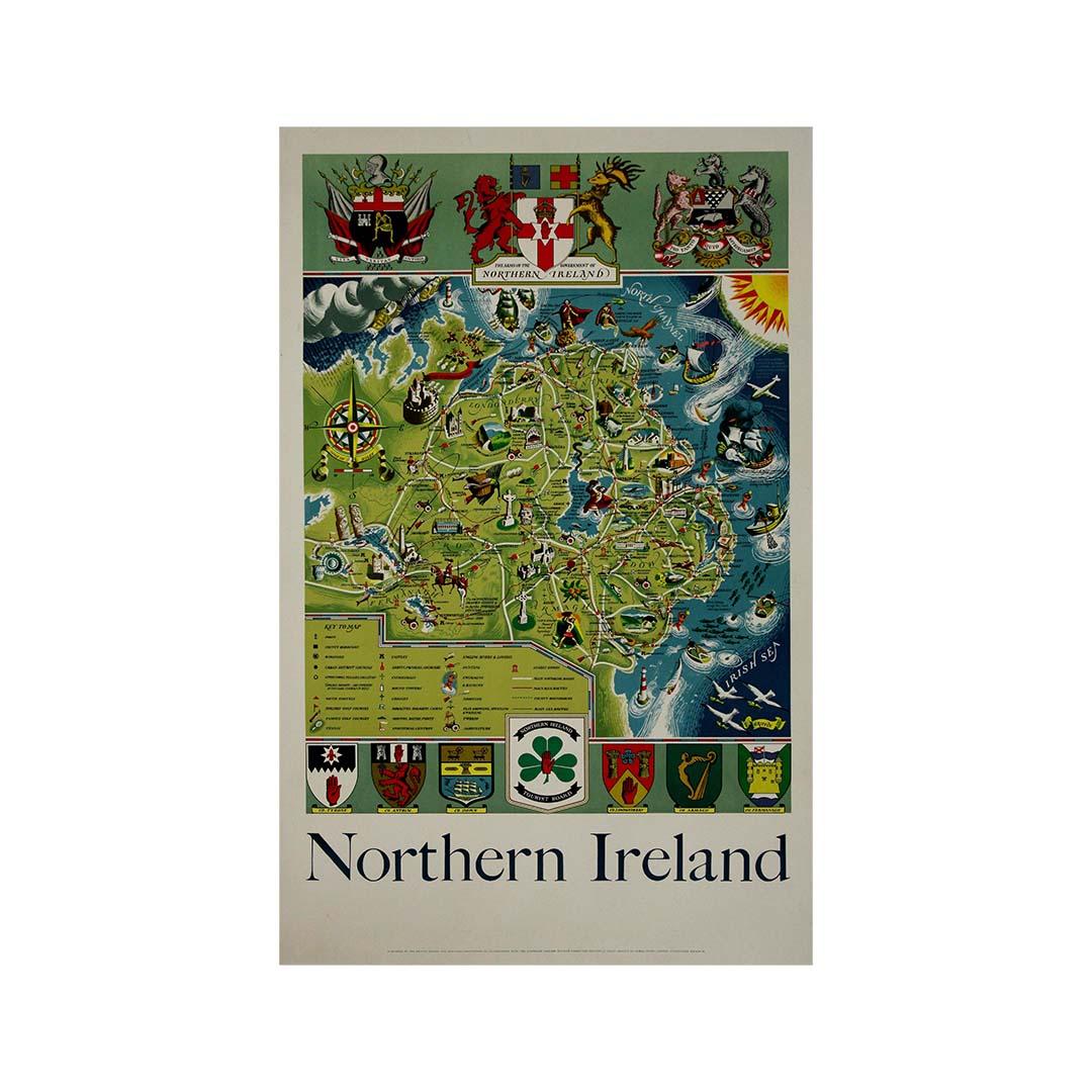 Griffin's 1955 Northern Ireland map stands out as a captivating representation of the region's geography and features. Printed by James Upton Limited in Birmingham, this map is not just a navigational aid; it's a historical artifact that invites us