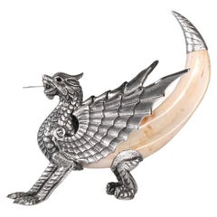 Griffin by Alcino Silversmith 1902 in Sterling Silver 925 with Boar Tooth