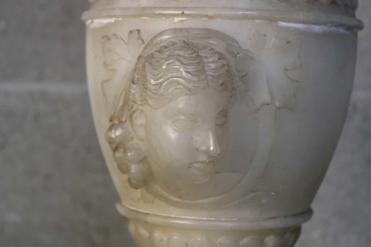 French Napoleon III Carved Urn in alabaster circa 1860 France