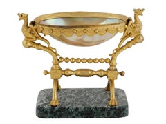 Griffin Patinated Bronze Pearl Dish On Stone Base