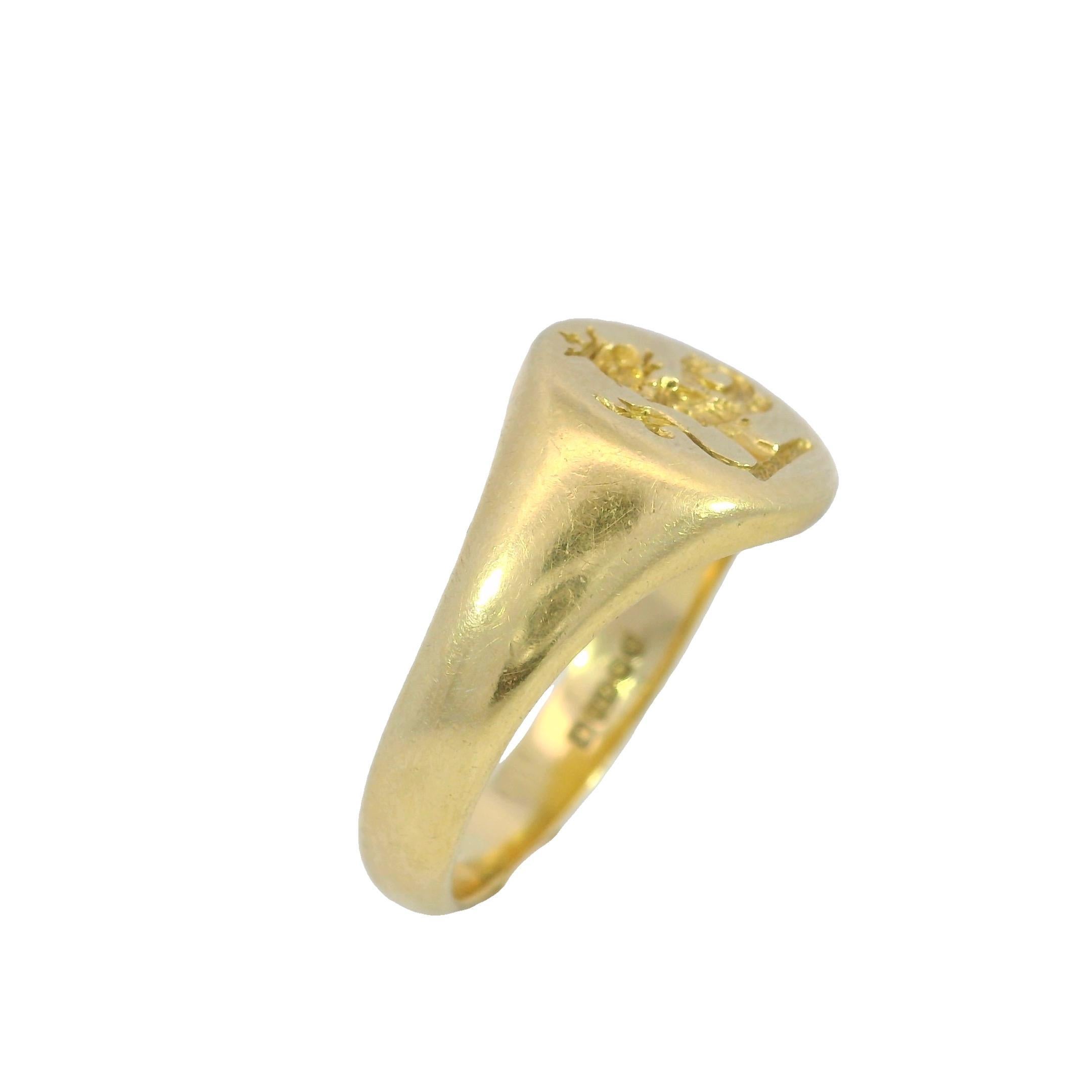 Griffin Signet Ring 18K Yellow Gold Size 9 Victorian Style 1