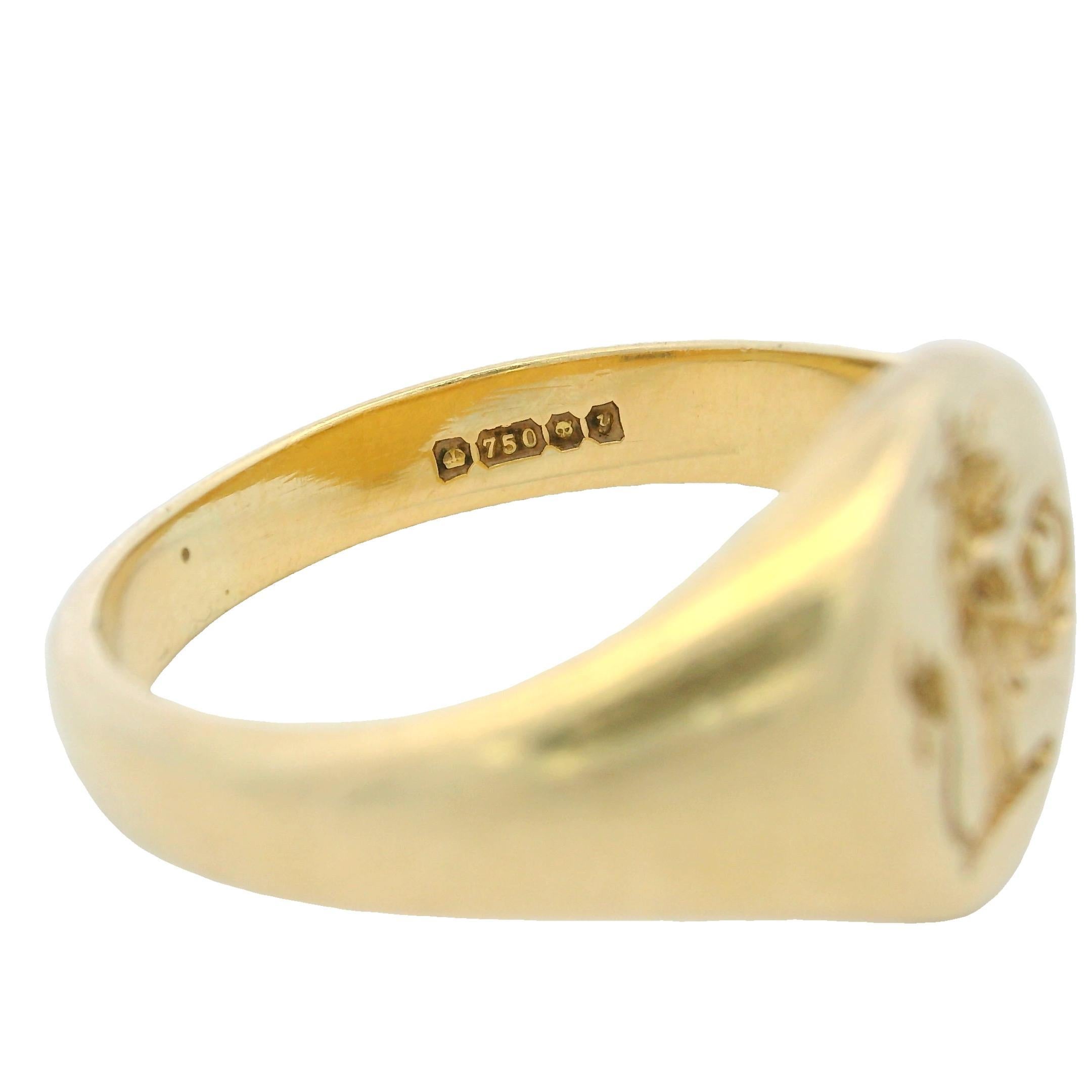 Griffin Signet Ring 18K Yellow Gold Size 9 Victorian Style 3