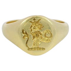 Anello Griffin in oro giallo 18 carati misura 9 in stile vittoriano