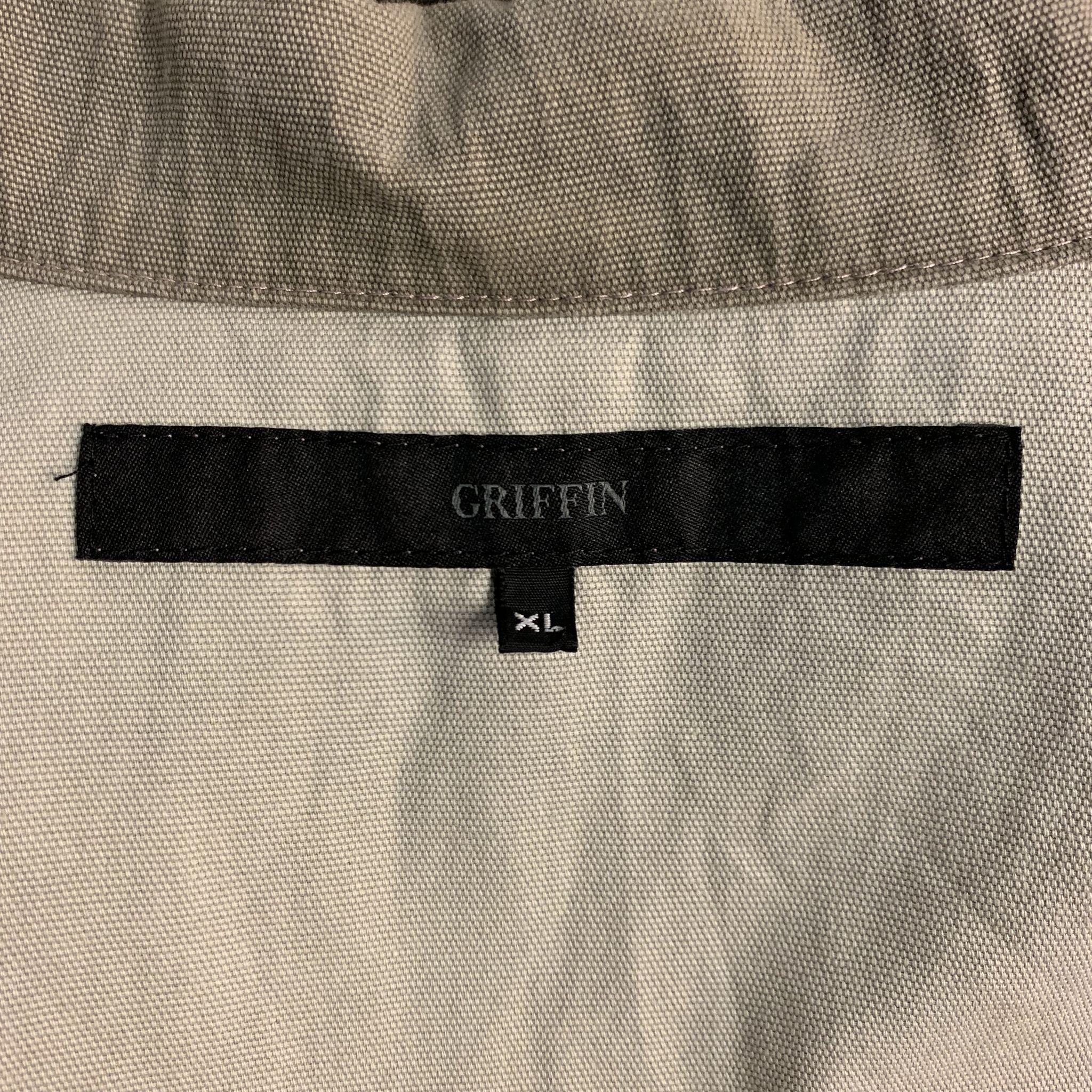 GRIFFIN XL Khaki Mixed Fabrics Cotton Hidden Buttons Jacket 4
