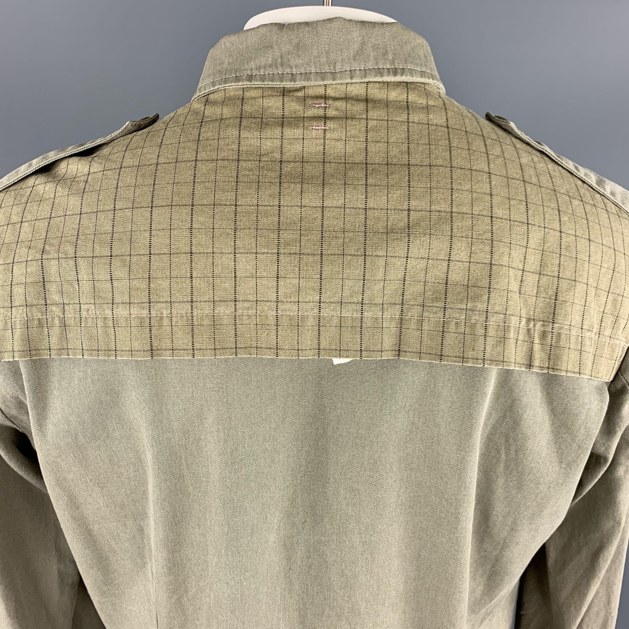GRIFFIN XL Khaki Mixed Fabrics Cotton Hidden Buttons Jacket 1