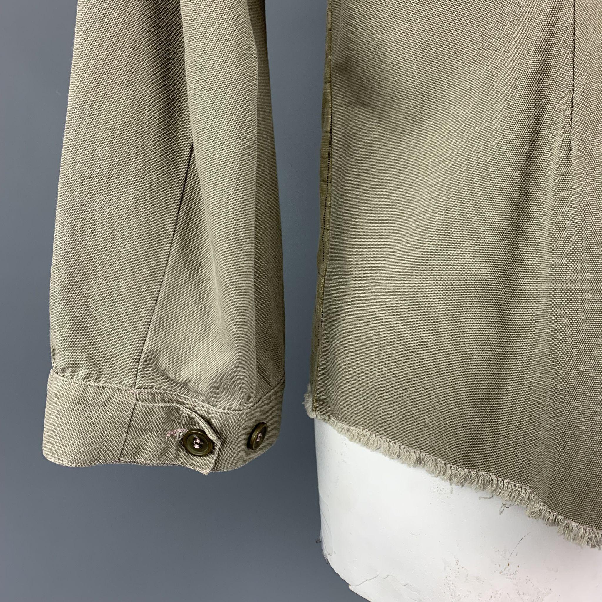 GRIFFIN XL Khaki Mixed Fabrics Cotton Hidden Buttons Jacket 2