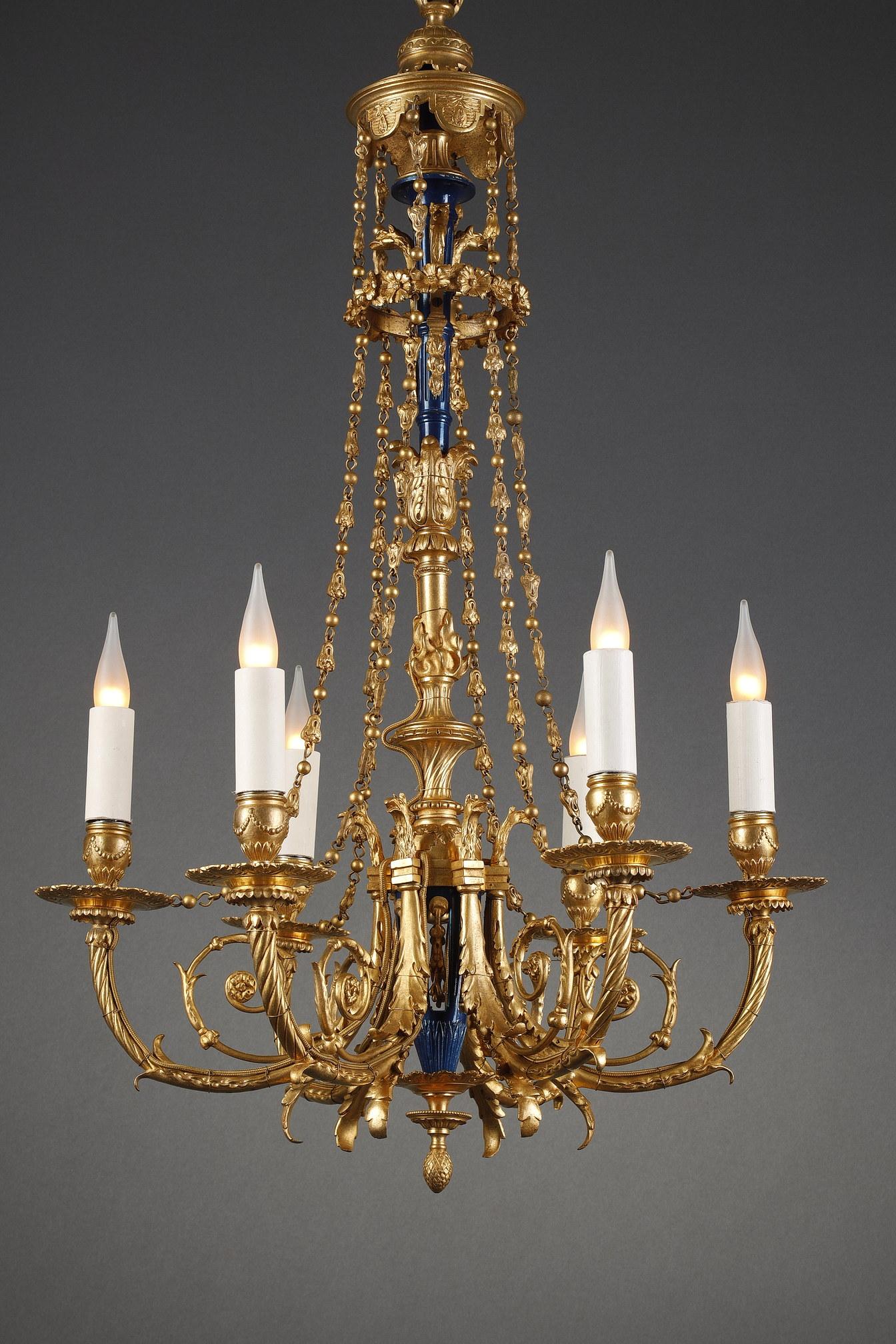 French Louis XVI Style Chandelier Attributed to H. Vian, France, Circa 1890