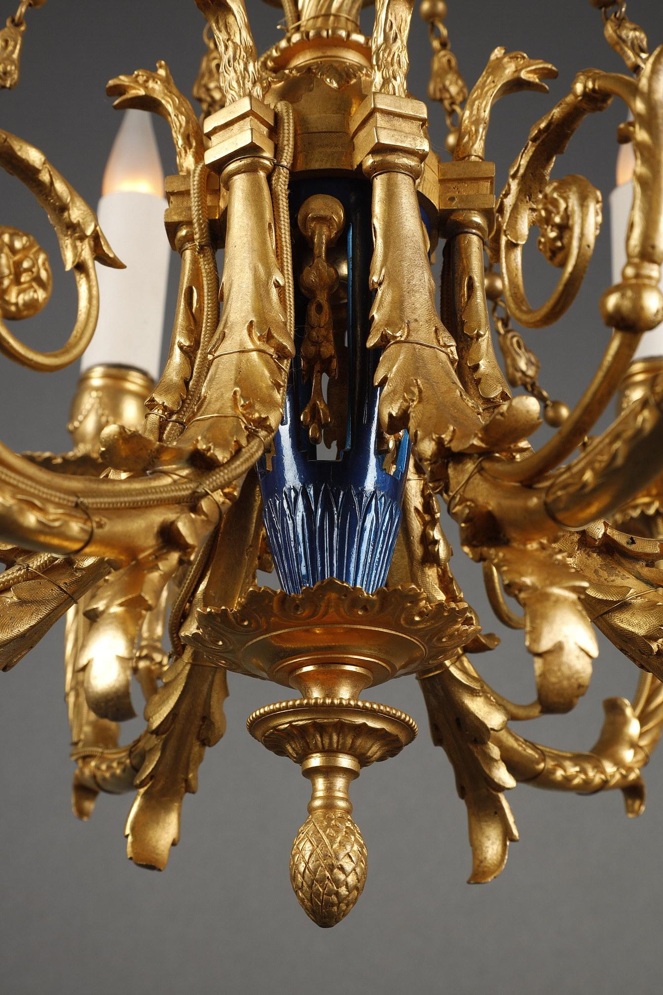 Bronze Louis XVI Style Chandelier Attributed to H. Vian, France, Circa 1890