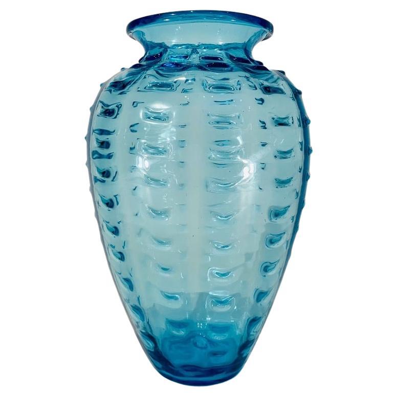 GRIGIO signed Murano glass blue vase circa 1950.