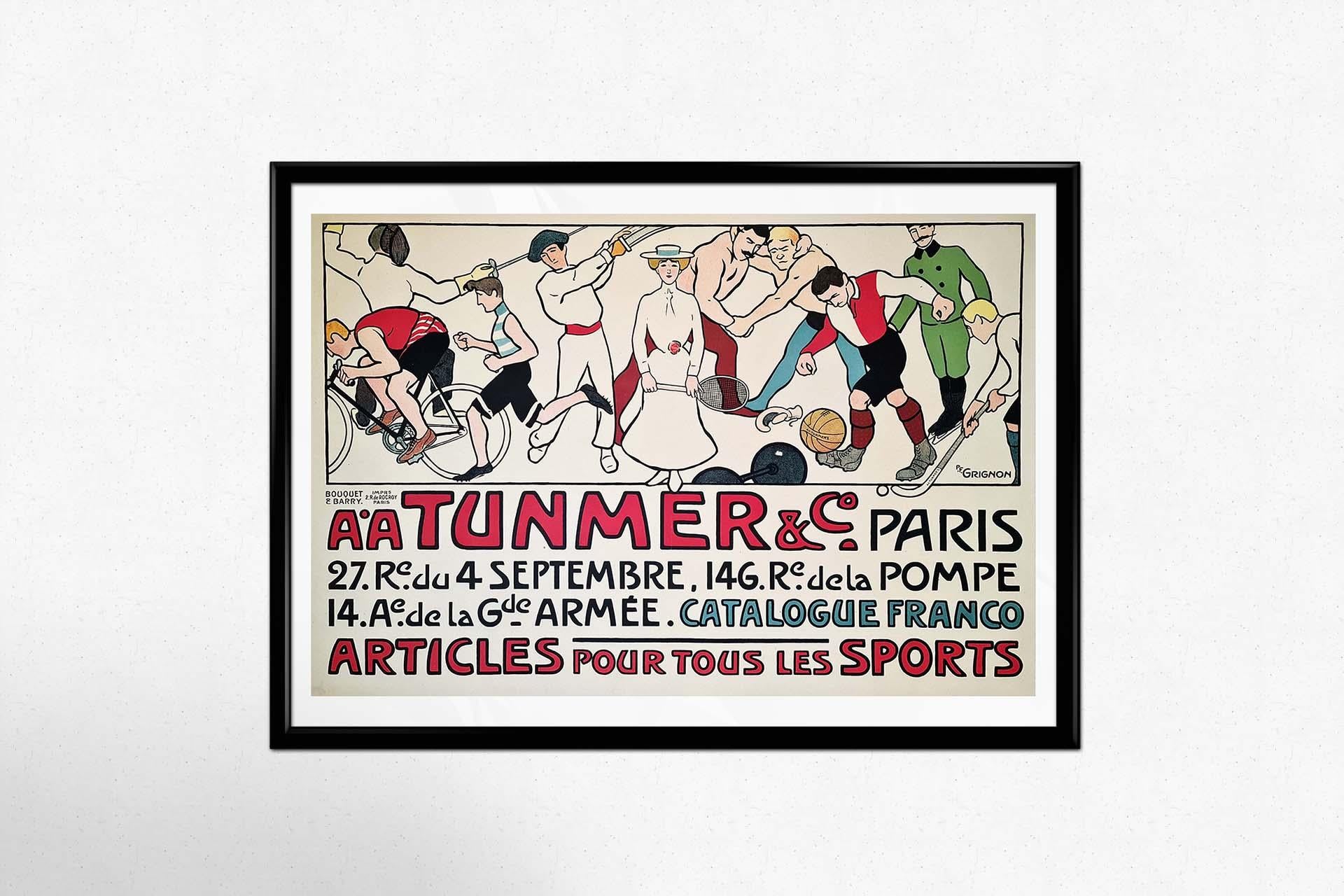 Cartel publicitario original de principios del siglo XX de Tunmer & Co. - Print Art Nouveau de Grignon