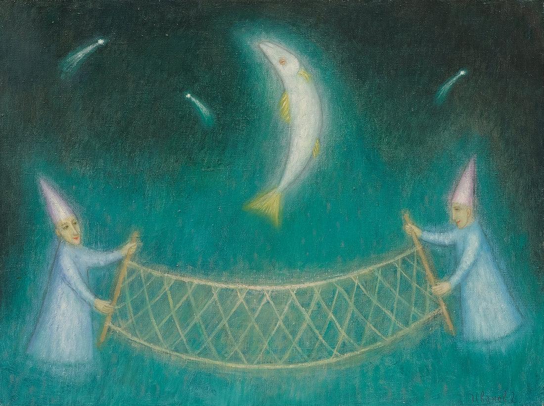 Grigori Ivanov Figurative Painting - SKY FISHING