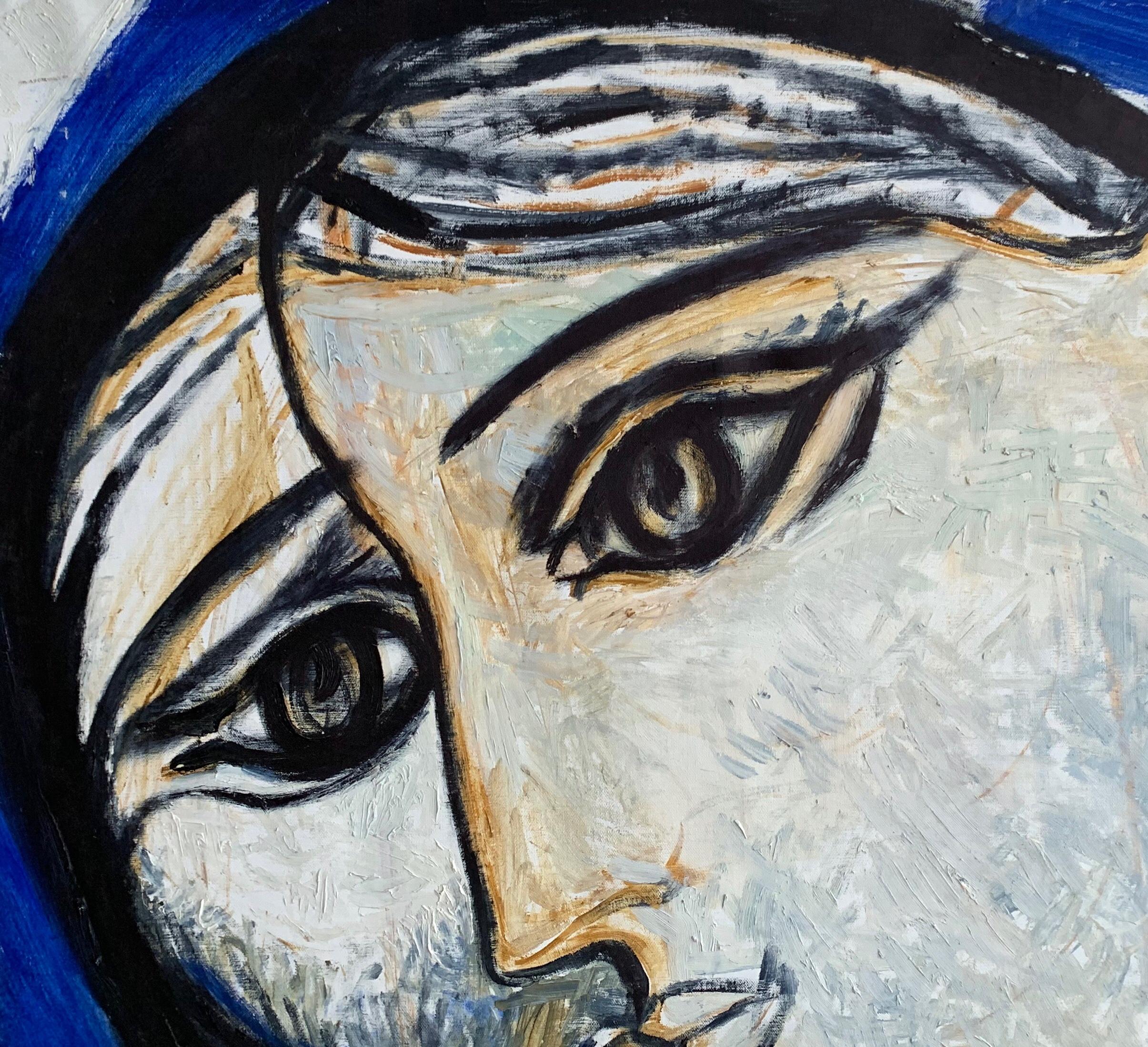 Female Male Portrait Modern Art Ying Yang Oil Canvas Painting by Grigorov - Purple Abstract Painting by Grigorov Viktor