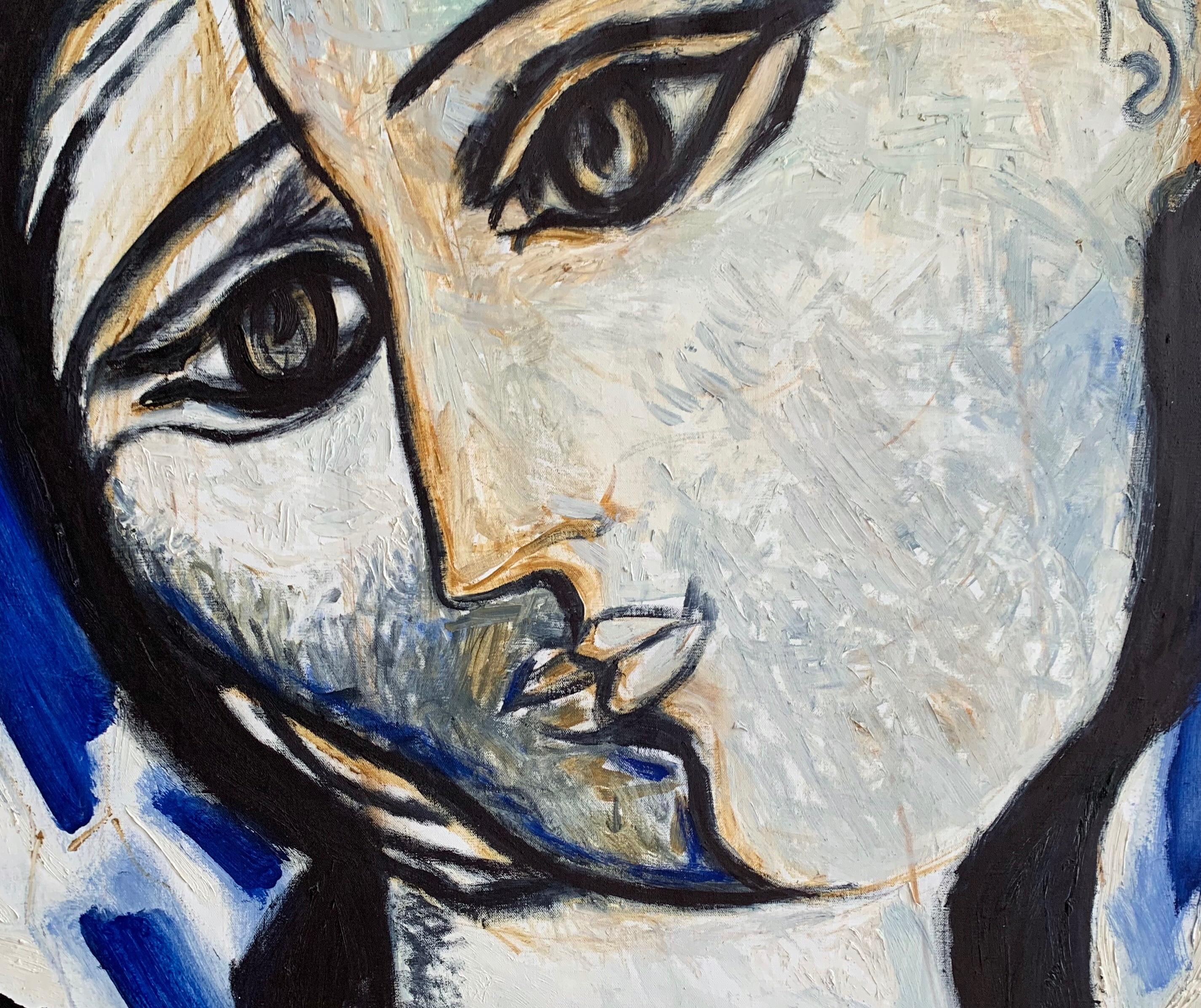 Female Male Portrait Modern Art Ying Yang Oil Canvas Painting by Grigorov For Sale 1