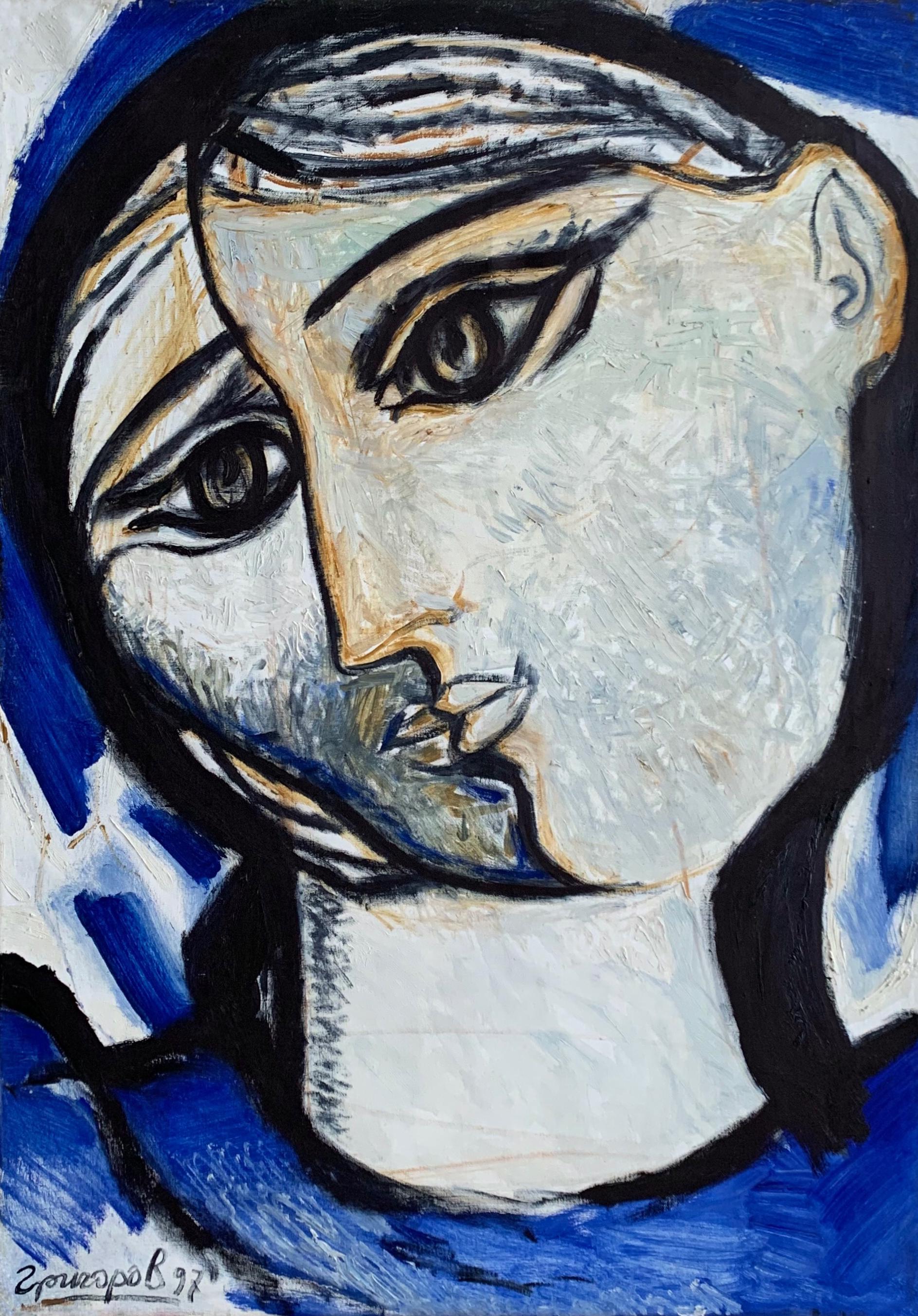 Female Male Portrait Modern Art Ying Yang Oil Canvas Painting by Grigorov For Sale 3