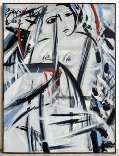 Female Nude Portrait Modern Oil Canvas Expressionism Painting by Grigorov Viktor