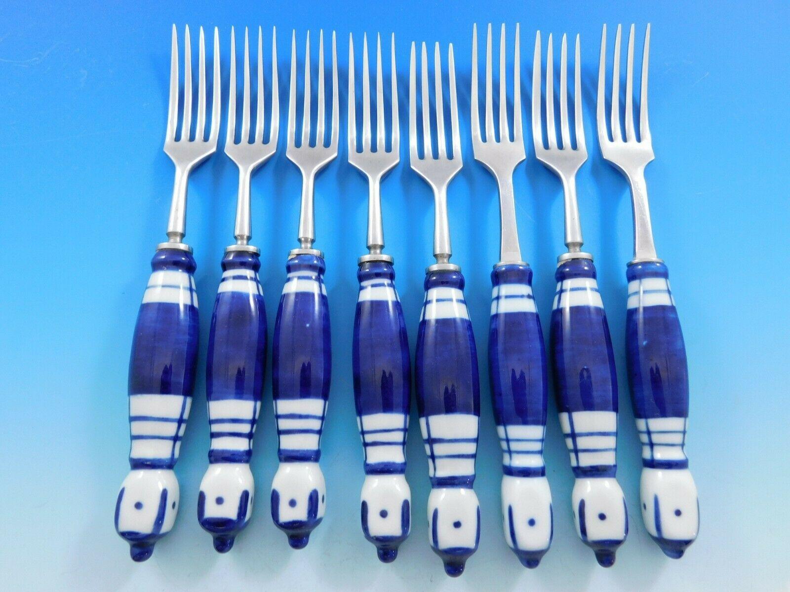 Grill Blue by Rosenthal Stainless and Porcelain Flatware Service Set 52 Pcs In Excellent Condition In Big Bend, WI