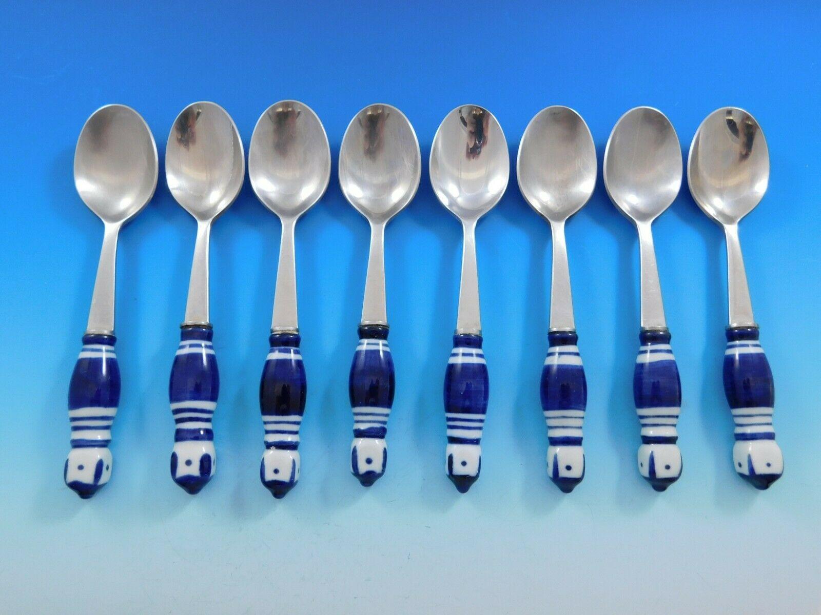 Stainless Steel Grill Blue by Rosenthal Stainless and Porcelain Flatware Service Set 52 Pcs