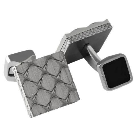 Grille Hexagon & Onyx Cufflinks For Sale