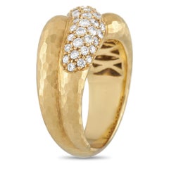 Grima 18 Karat Yellow Gold 1.53 Carat Diamond Hammered Ring