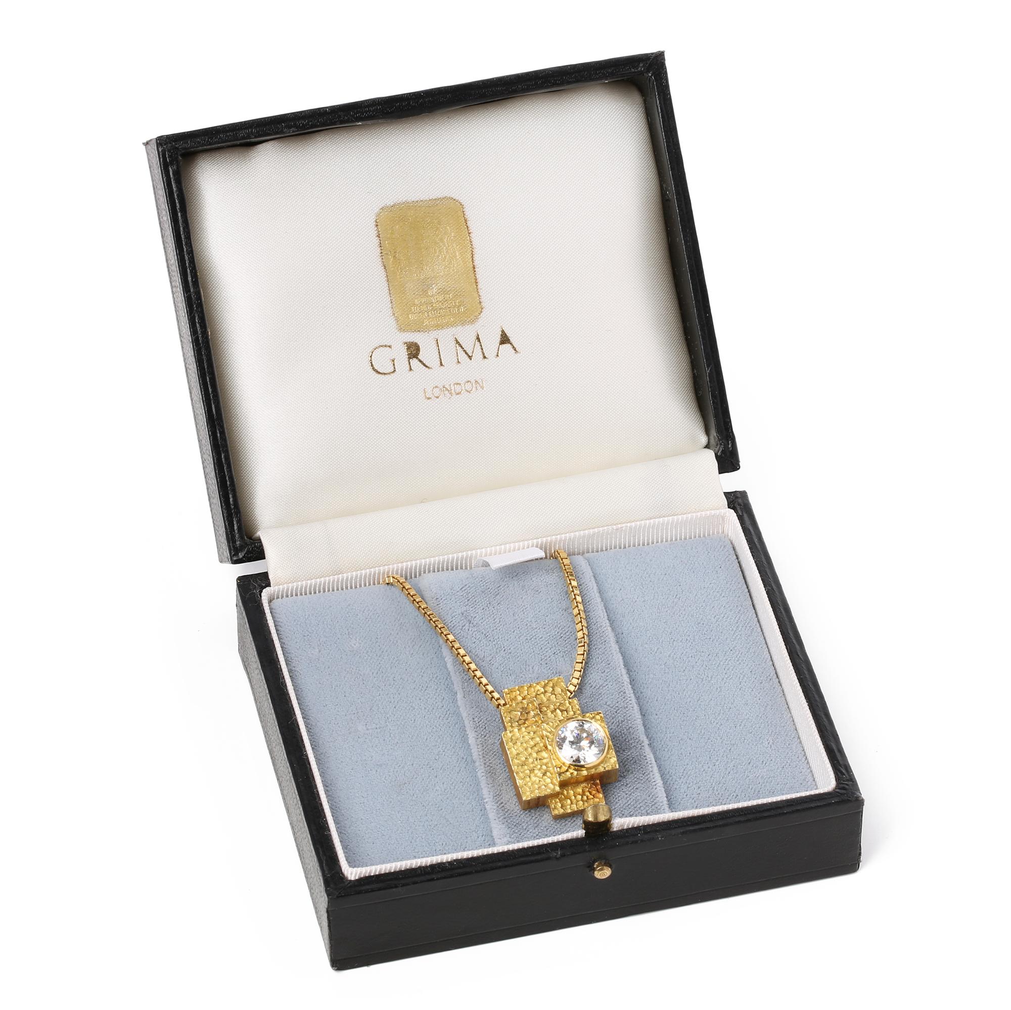 Grima 2,18ct Brillantschliff Diamant 18ct Gelbgold Vintage Bespoke-Anhänger im Angebot 5
