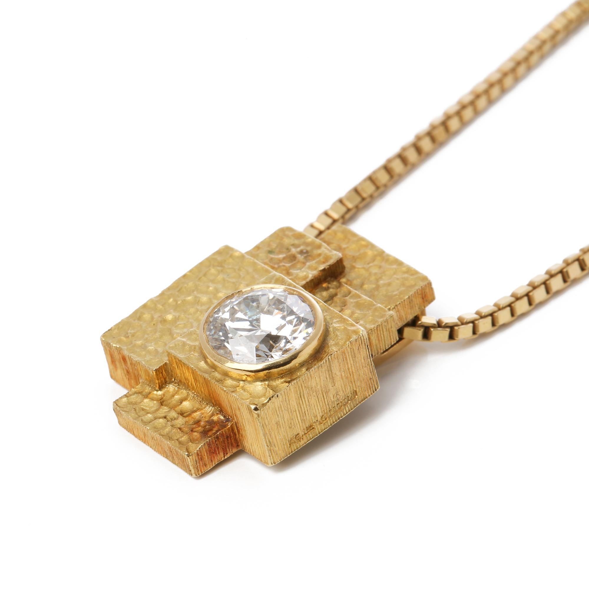 Grima 2,18ct Brillantschliff Diamant 18ct Gelbgold Vintage Bespoke-Anhänger (Art déco) im Angebot