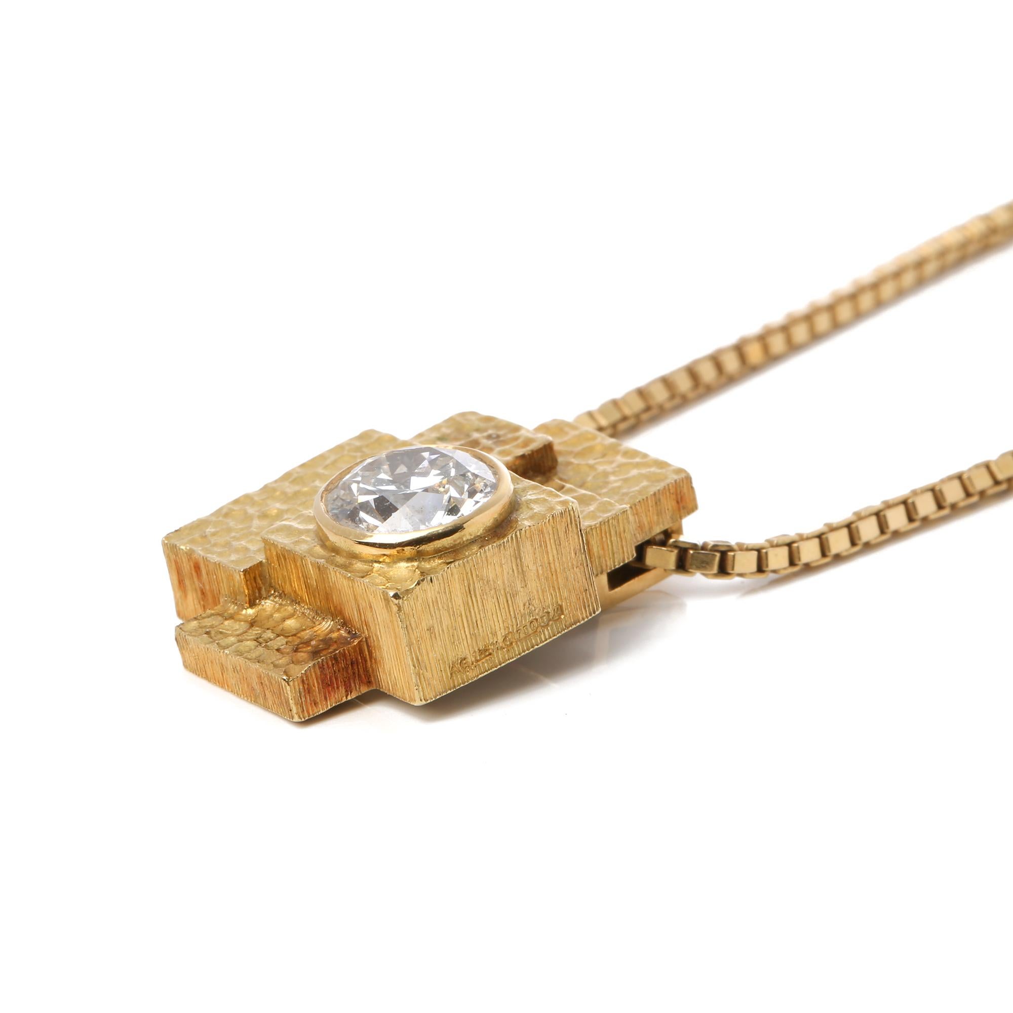 Grima 2,18ct Brillantschliff Diamant 18ct Gelbgold Vintage Bespoke-Anhänger (Rundschliff) im Angebot