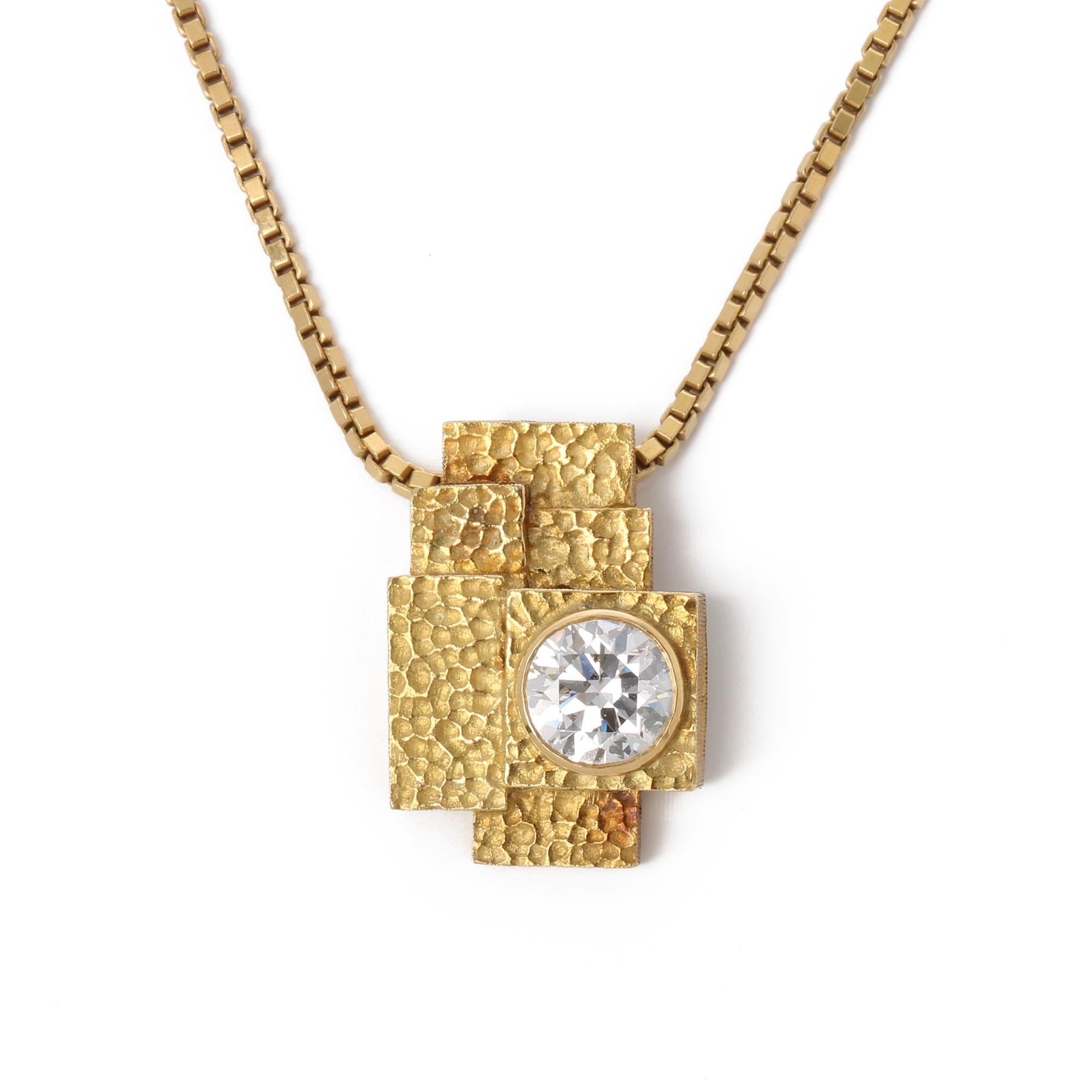 Grima 2,18ct Brillantschliff Diamant 18ct Gelbgold Vintage Bespoke-Anhänger im Zustand „Gut“ im Angebot in Bishop's Stortford, Hertfordshire