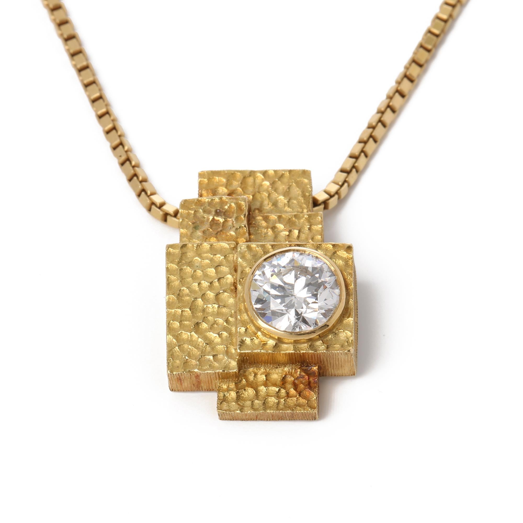 Grima 2,18ct Brillantschliff Diamant 18ct Gelbgold Vintage Bespoke-Anhänger für Damen oder Herren im Angebot