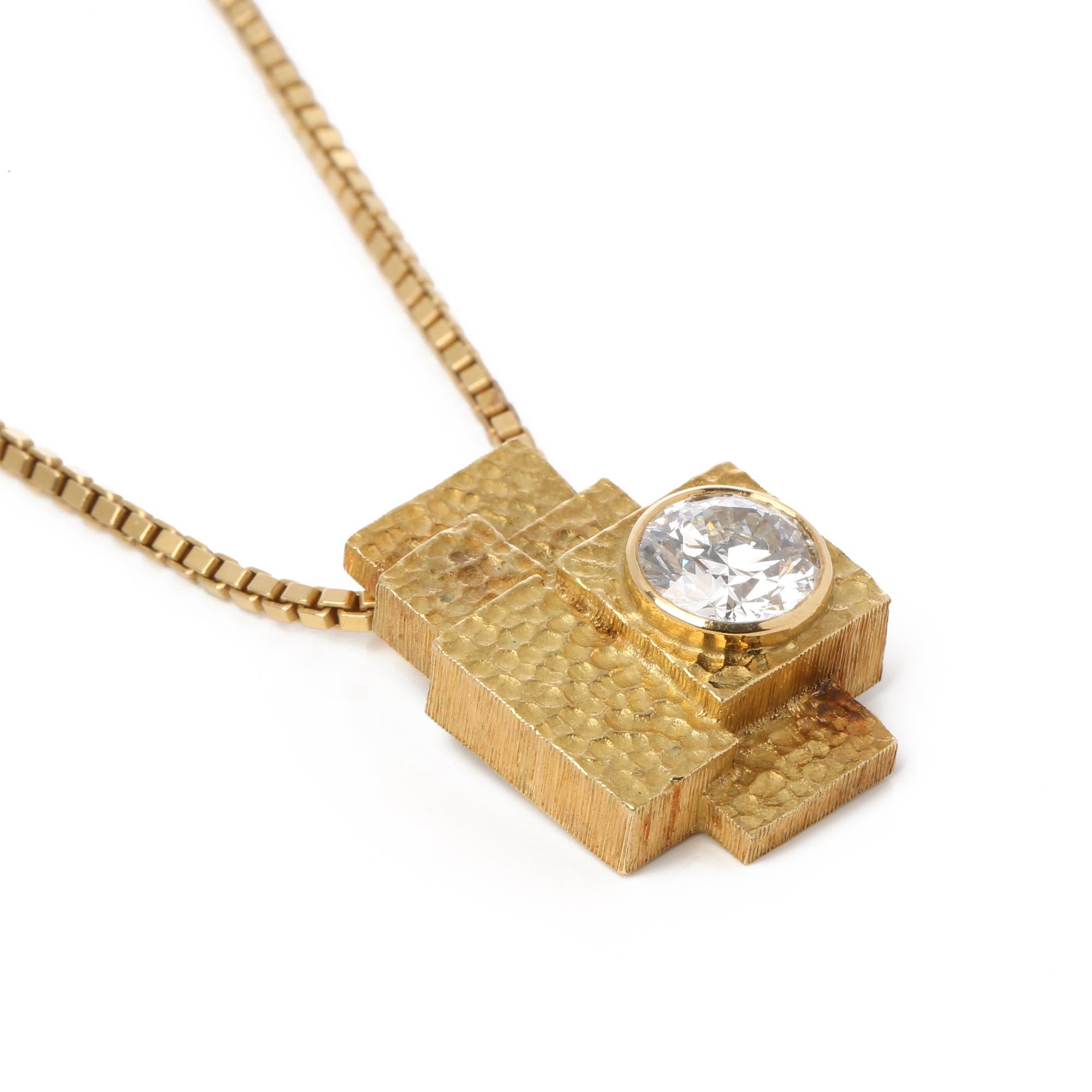 Grima 2,18ct Brillantschliff Diamant 18ct Gelbgold Vintage Bespoke-Anhänger im Angebot 1