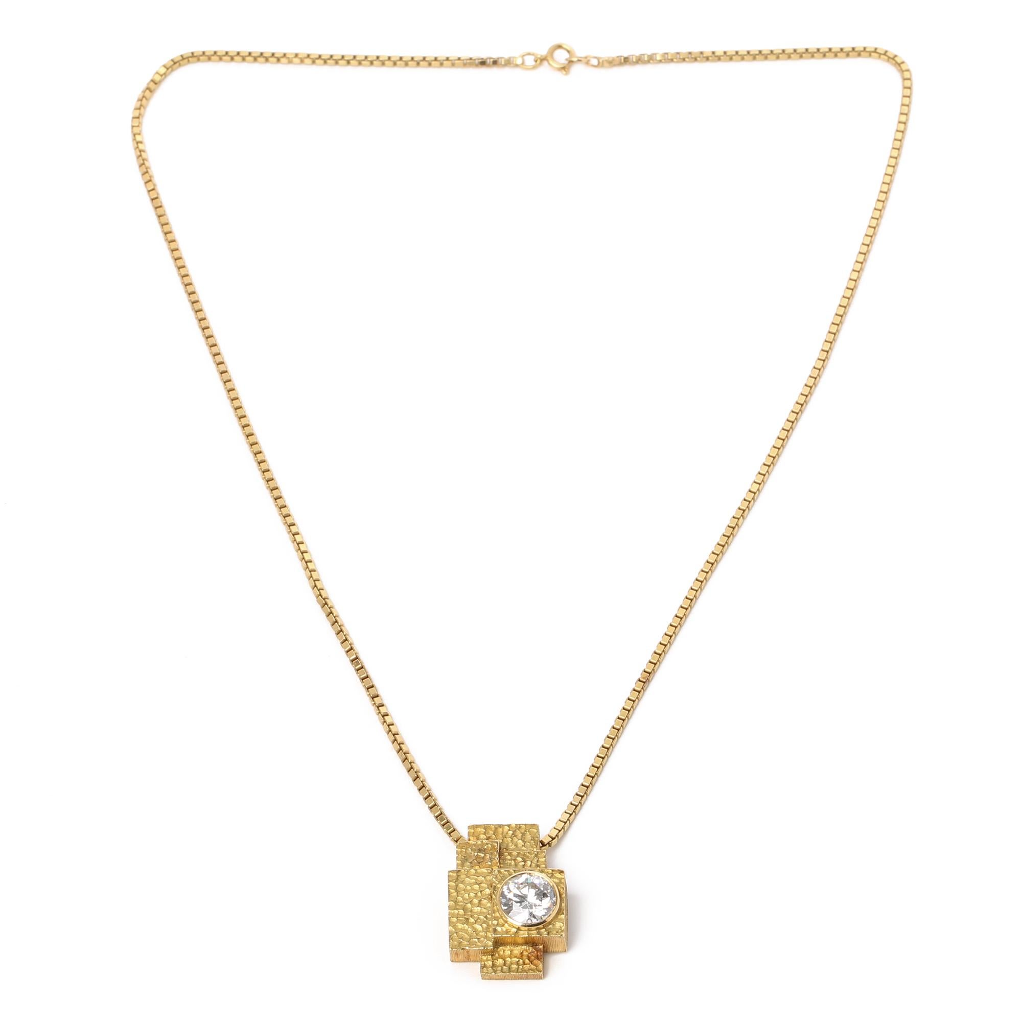 Grima 2,18ct Brillantschliff Diamant 18ct Gelbgold Vintage Bespoke-Anhänger im Angebot 2