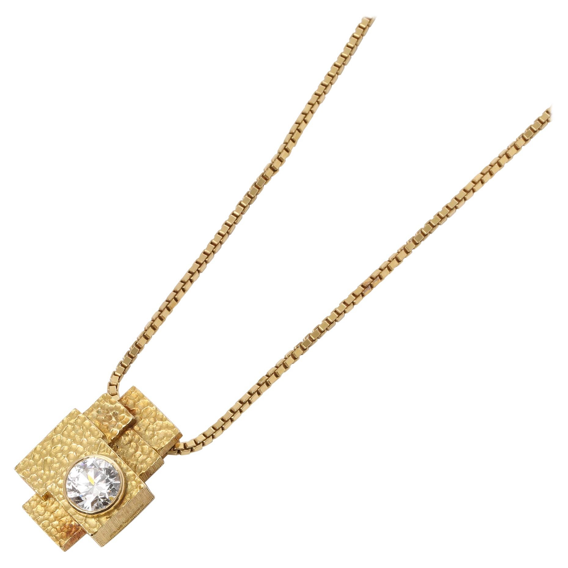 Grima 2.18ct Brilliant Cut Diamond 18ct Yellow Gold Vintage Bespoke Pendant
