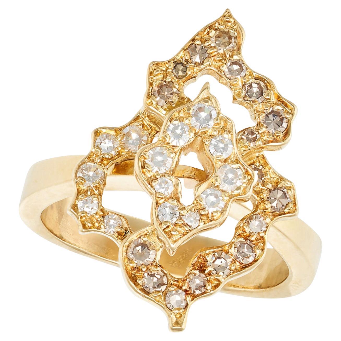Grima 18K Yellow Gold and Diamond Ring For Sale