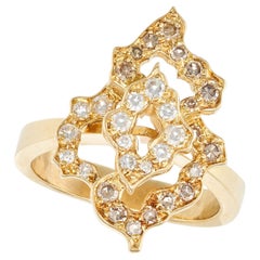 Vintage Grima 18K Yellow Gold and Diamond Ring