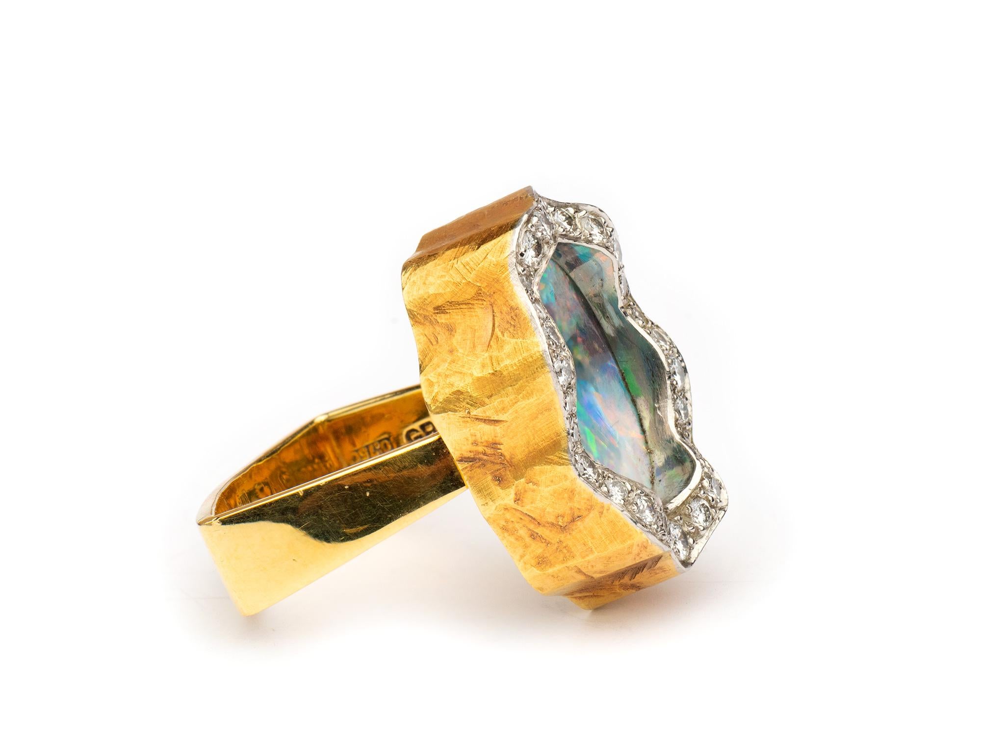 Round Cut Grima Opal and Diamond Ring