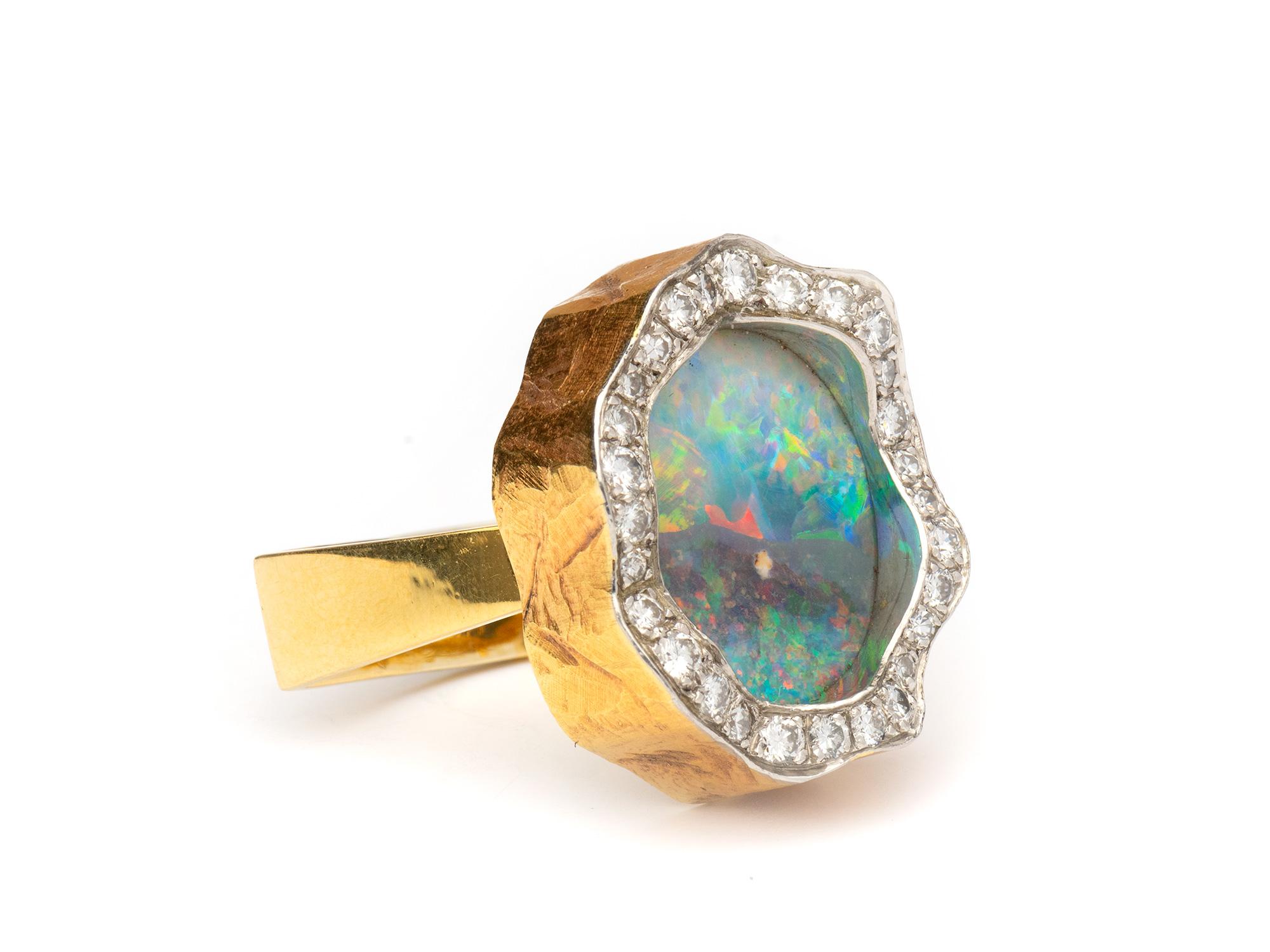 Grima Opal and Diamond Ring In Good Condition In San Antonio, TX