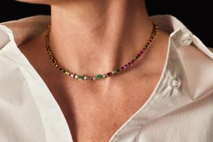 Grima ruby, emerald and diamond gold necklace, 1980s.